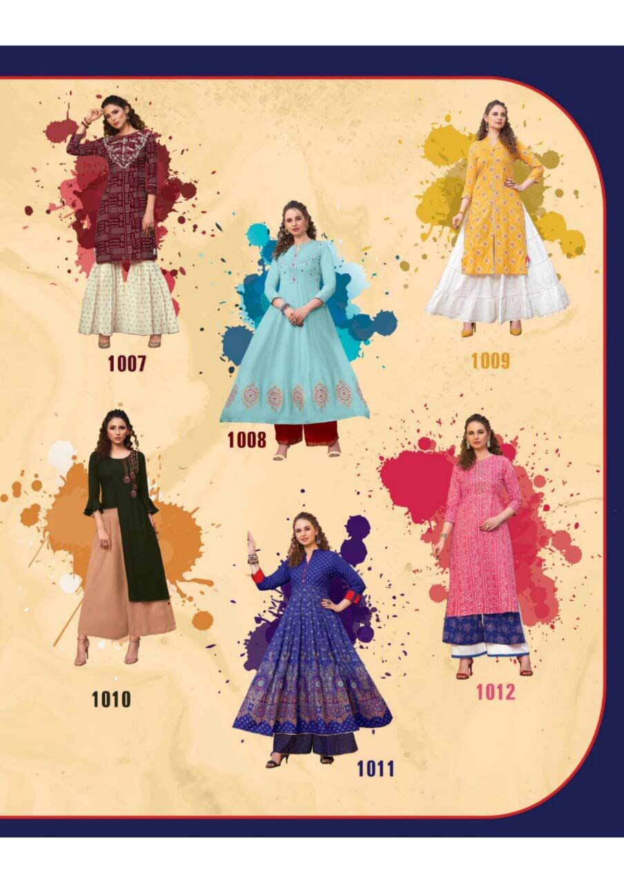 Diya Florence Vol-1 Rayon Cotton Kurti Supplier Diya Florence Vol-1 Rayon Cotton Kurti Supplier